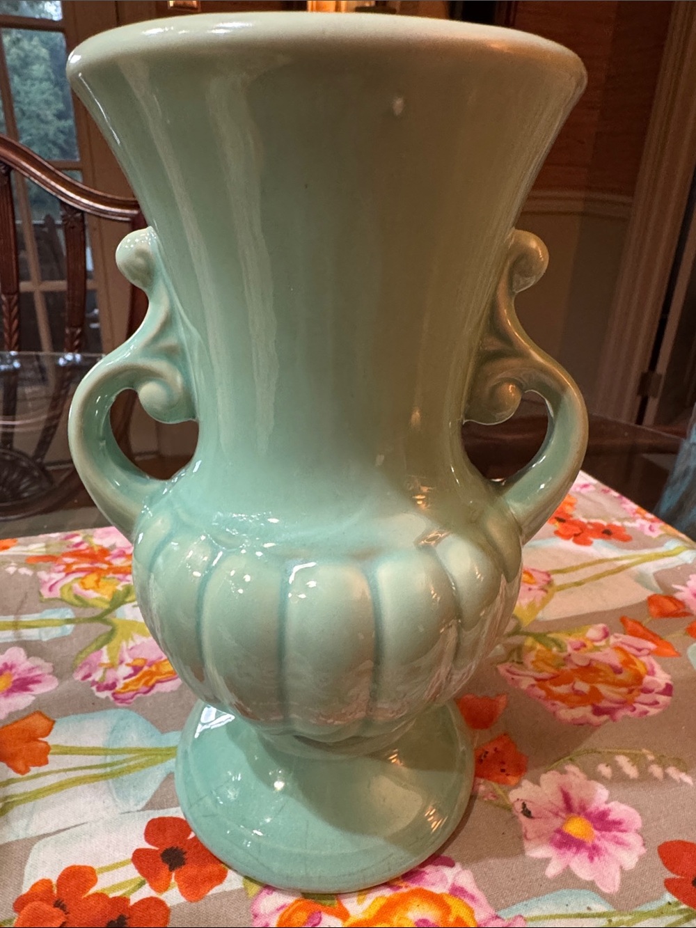Seafoam Green Decorative Ceramic Urn Vase - USA